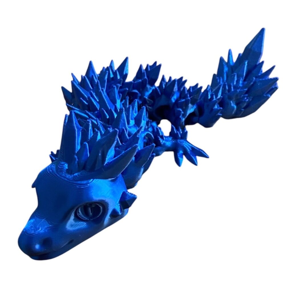 3D Printed - 8" Baby Crystal Dragon - Blue Silk - #3408-26